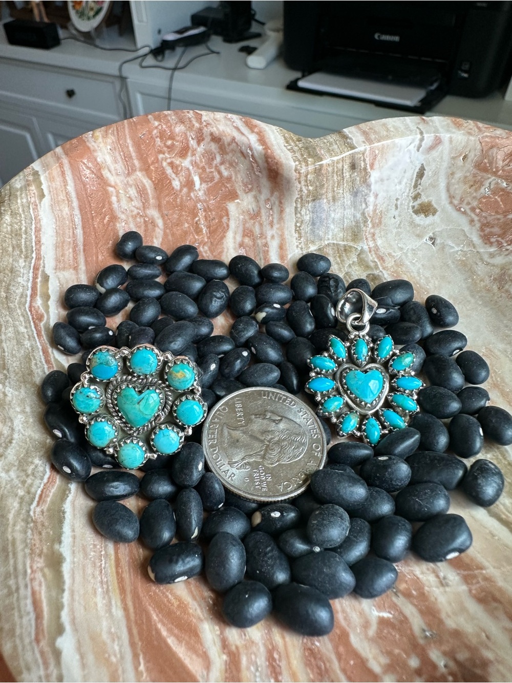 Mojave Turquoise Adjustable Ring & Pendant Combo 💙 Sterling Silver 925